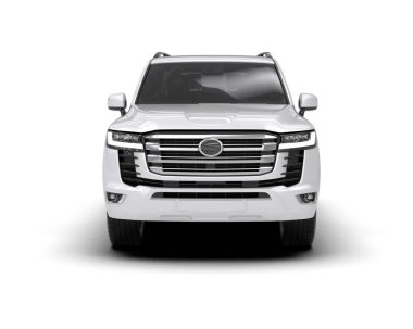 Beyaz arka planda lüks beyaz modern bir araba.