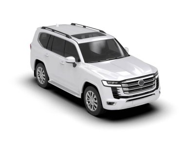 Siyah arka planı olan beyaz, modern bir cip. 3d oluşturma