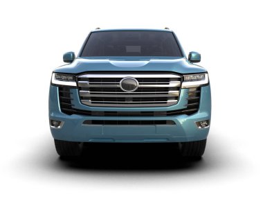 Beyaz arka planda mavi lüks SUv 3D görüntüleme