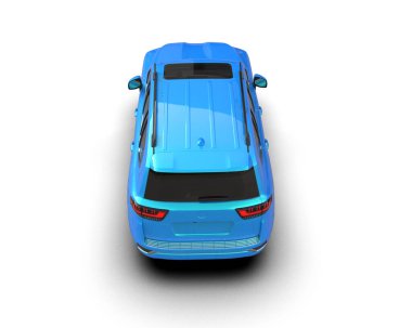 Beyaz arka plan üzerinde izole mavi spor araba