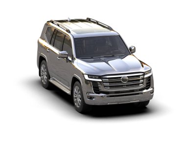 Siyah lüks arazi aracı beyaz arka planda izole edilmiş. 3 Boyutlu Hazırlama