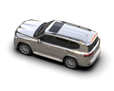 Beyaz arka planda modern bir araba. 3d oluşturma.