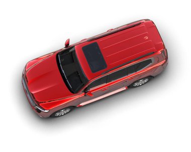 kırmızı modern araba - üst görünüm