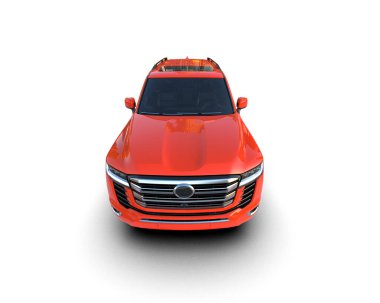 Beyaz arka planda izole edilmiş daha az jenerik kırmızı bir arabanın 3 boyutlu görüntülenmesi