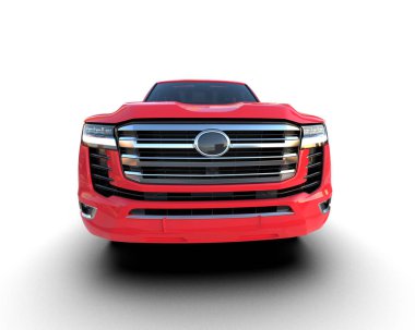 Beyaz arka planda modern bir araba. Beyaz arka planda bir vücudun gölgesi olan izole bir model. 3d oluşturma.