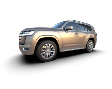 Stüdyo ortamında markasız bir SUV 'un 3 boyutlu çizimi
