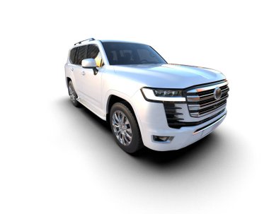 Lüks bir SUV 'un 3 boyutlu resmi. beyaz arkaplanda izole.