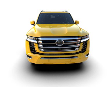 Beyaz arka planda modern lüks sarı SUV