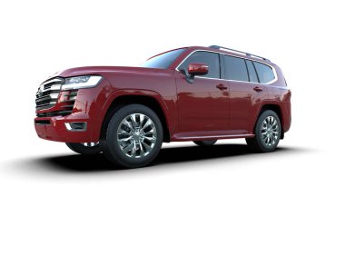 kırmızı modern araba - önde - beyaz arka planda arka plan. 3d oluşturma