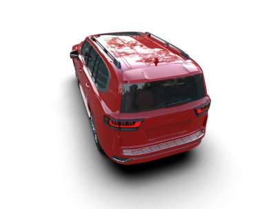 Beyaz arka planda gölgeli modern bir araba. 3 Boyutlu Hazırlama