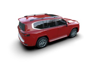 Beyaz arka planda kırmızı modern araba. 3d oluşturma