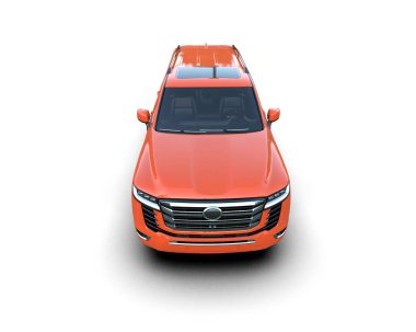 Beyaz arka planda, şehrin gövdesine sahip güzel bir arabası olan modern bir şehir arabası.