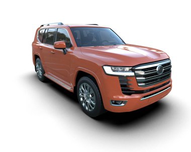 Beyaz arkaplanda kırmızı SUv 3 boyutlu görüntüleme