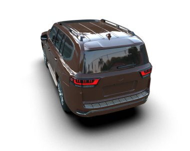 Beyaz arka planda modern bir araba. Aile ve aile çevresi kavramı. 3d oluşturma