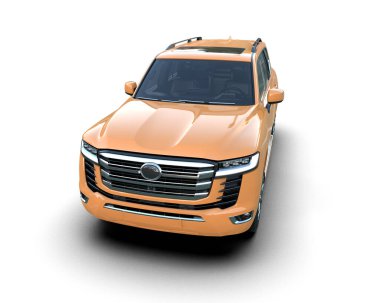 Stüdyoda, beyaz arka planda izole edilmiş, daha az genel bir SUV 'nin 3 boyutlu görüntüsü.