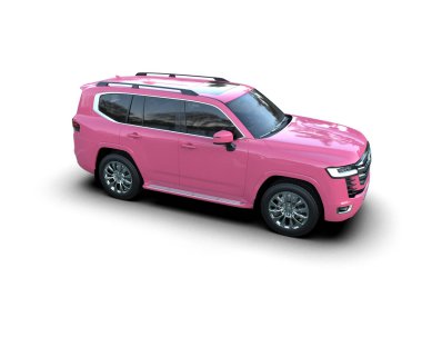 Pembe modern araba beyaz üzerine