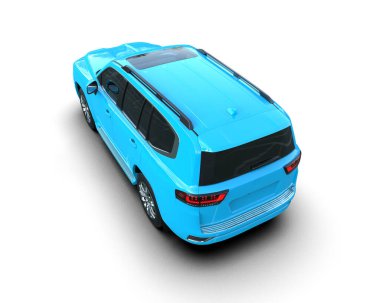 Mesajınız için boş alanı olan mavi bir araba