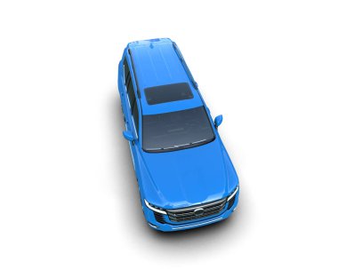mavi modern araba beyaz arka planda izole edildi.