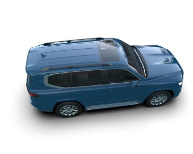 Mavi minivan. Beyaz arka planda aile arabası. 3d oluşturma