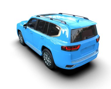 Beyaz arkaplanda mavi araba