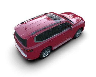 modern kırmızı SUV arabası beyaz arkaplanda izole edildi