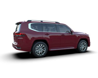 modern kırmızı SUV arabası beyaz arkaplanda izole edildi
