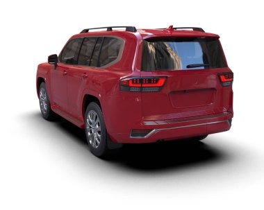 modern kırmızı SUV arabası beyaz arkaplanda izole edildi