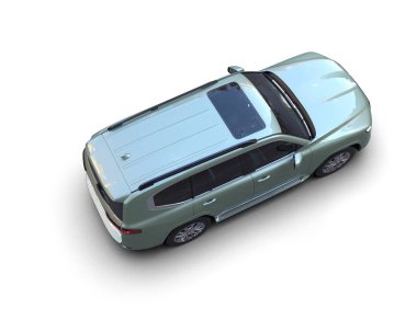 SUV arabası beyaz arkaplanda izole edildi. 3 boyutlu görüntüleme