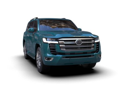 Beyaz stüdyo arka planında izole edilmiş 3 boyutlu bir SUV konsepti