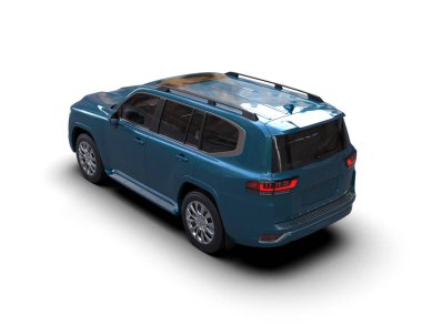 Beyaz arka planda bir araba. 3d oluşturma