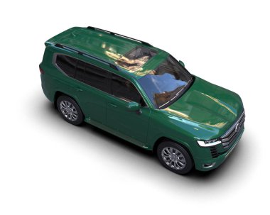 Beyaz arka planda modern bir araba. 3d oluşturma