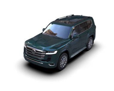 Modern lüks yeşil araba beyaz arka planda izole edilmiş. 3 Boyutlu Hazırlama