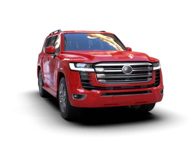 modern kırmızı SUV arabası beyaz arkaplanda izole edildi