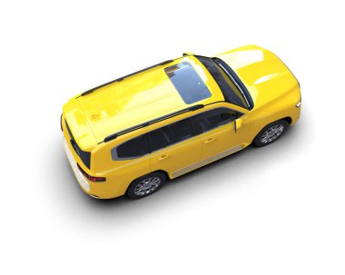 Sarı taksi beyaz arka planda izole edilmiş, gölgeli. 3d oluşturma.