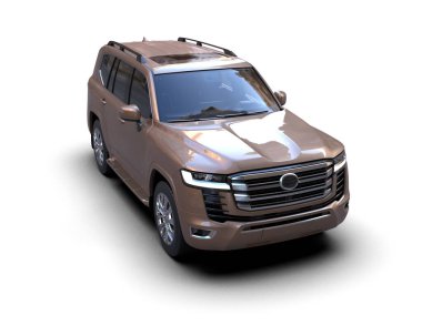 Beyaz arka planda bir araba. 3d oluşturma