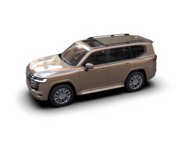 Beyaz arka planda bir cip arabası. 3d illüstrasyon