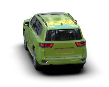 Modern araba beyazda izole edilmiş. 3D görüntüleme - illüstrasyon