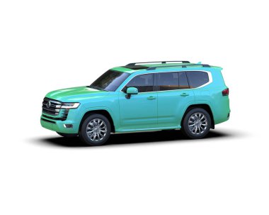 yeşil modern şehir arabası - 3 boyutlu illüstrasyon