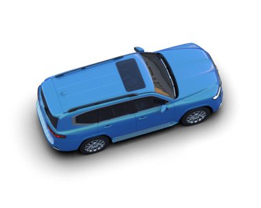 Beyaz arkaplanı olan mavi araba