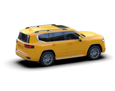 Beyaz üzerinde modern sarı şehir taksisi. 3 Boyutlu Hazırlama