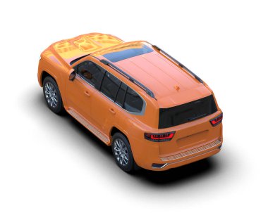 turuncu araba beyaz arka planda izole edildi 3 boyutlu çizim - illüstrasyon