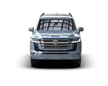 Beyaz, modern aile cipi mavi arka planda küçük bir vücut. 3d oluşturma