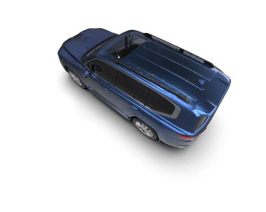 mavi araba beyaz arkaplanda izole edildi