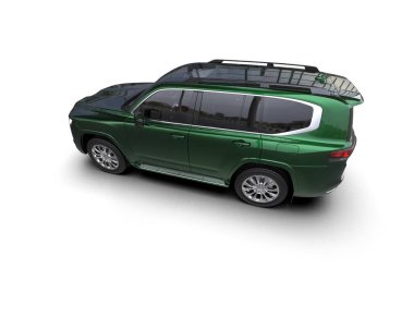 Beyaz arka planda yeşil araba, 3 boyutlu görüntüleme