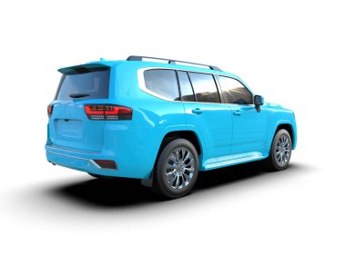 Beyaz arka planda izole edilmiş gerçekçi bir SUV arabası. 3d görüntüleme - illüstrasyon
