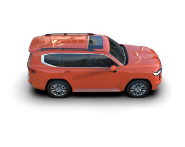 Kırmızı modern şehir arabası - beyaz arka planda arka plan. 3d oluşturma