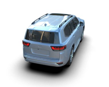 modern araba beyaz arka planda izole edildi. 3 boyutlu çizim - illüstrasyon