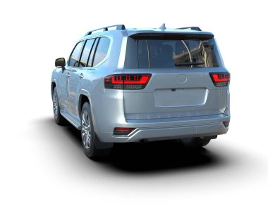 Beyaz arka planda SUV vagonu 3 boyutlu görüntüleme