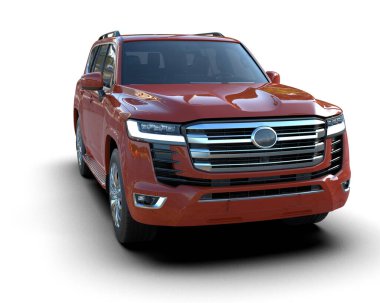 Kırmızı cip beyaz arka planda izole edildi. 3d oluşturma.