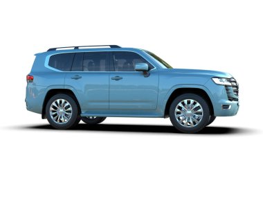 Arka planda gerçekçi bir SUV arabası. 3d oluşturma